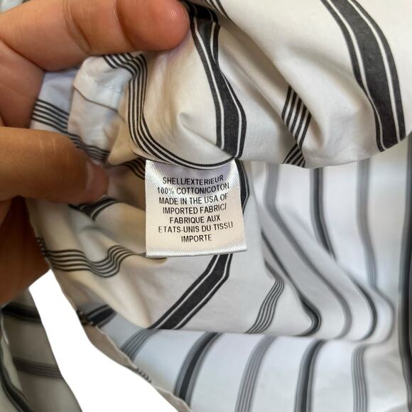 Milly Gabby Stripe Bell Sleeve Top Pinstriped High-Neck Ruffle White Office 4 - Picture 10 of 11